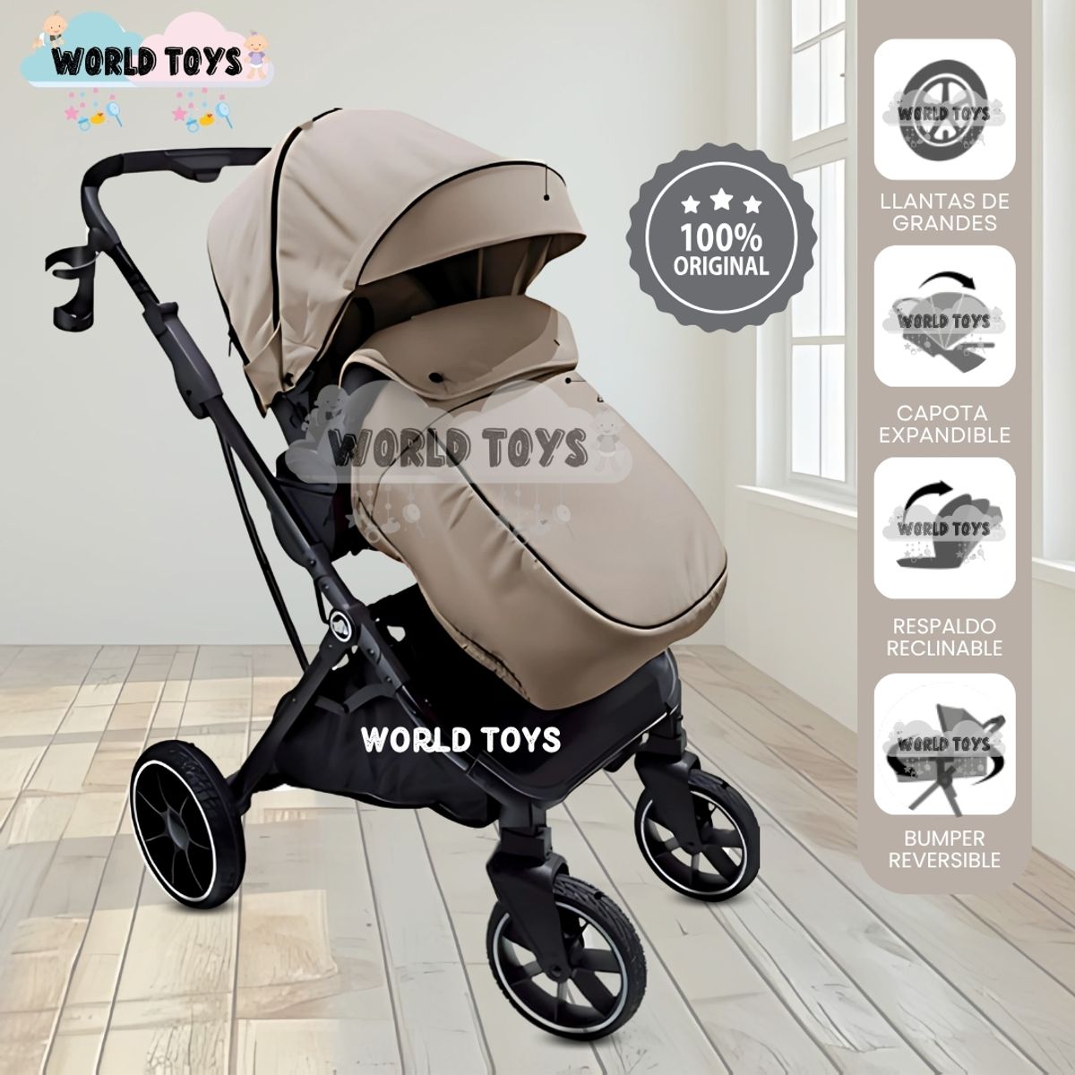 Baby - Coche Cuna Moisés de Lujo «OSLO» Beige