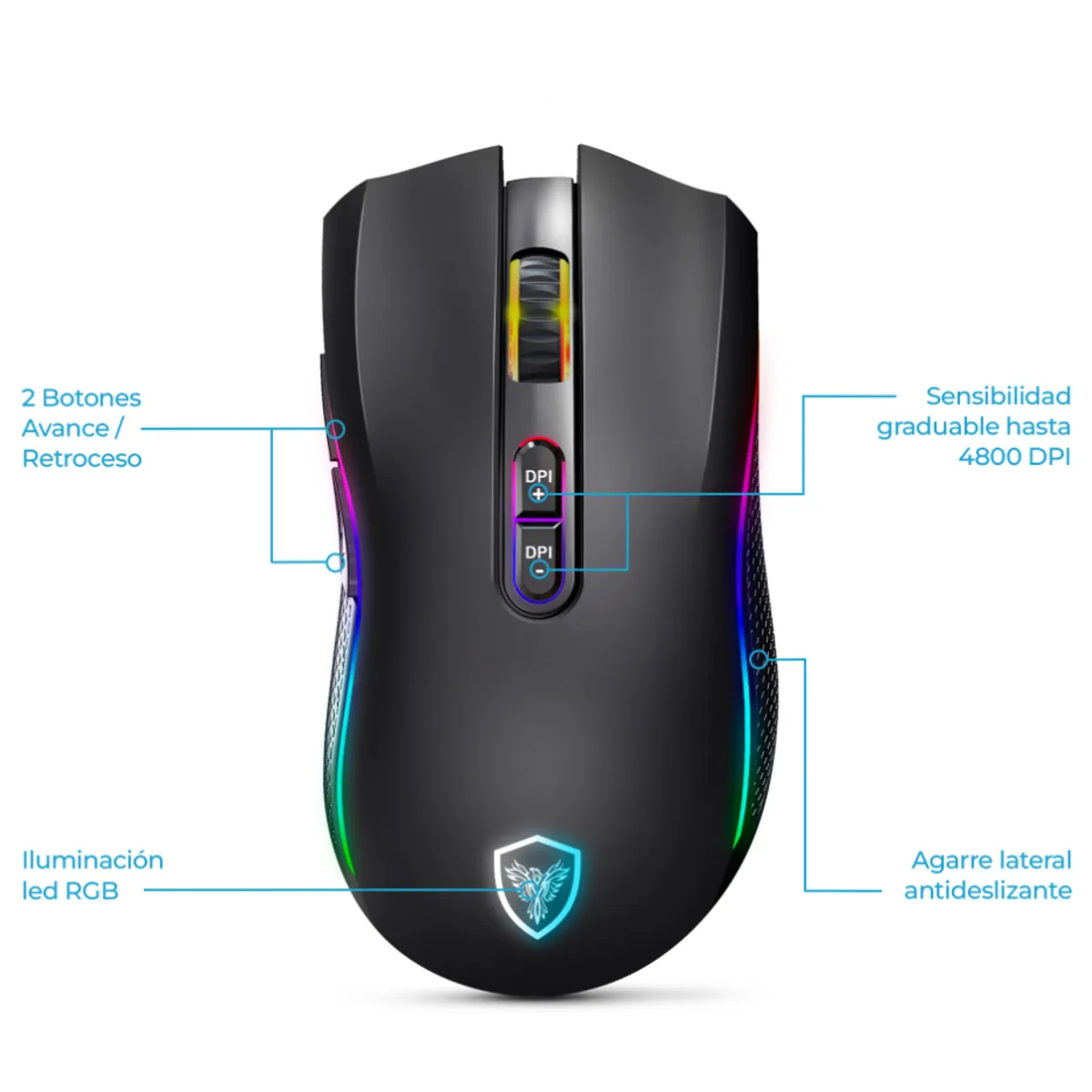 MICRONICS - Mouse Gamer Micronics Inalámbrico GM801-3M BT WIFI RECARGABLE DPI 4800