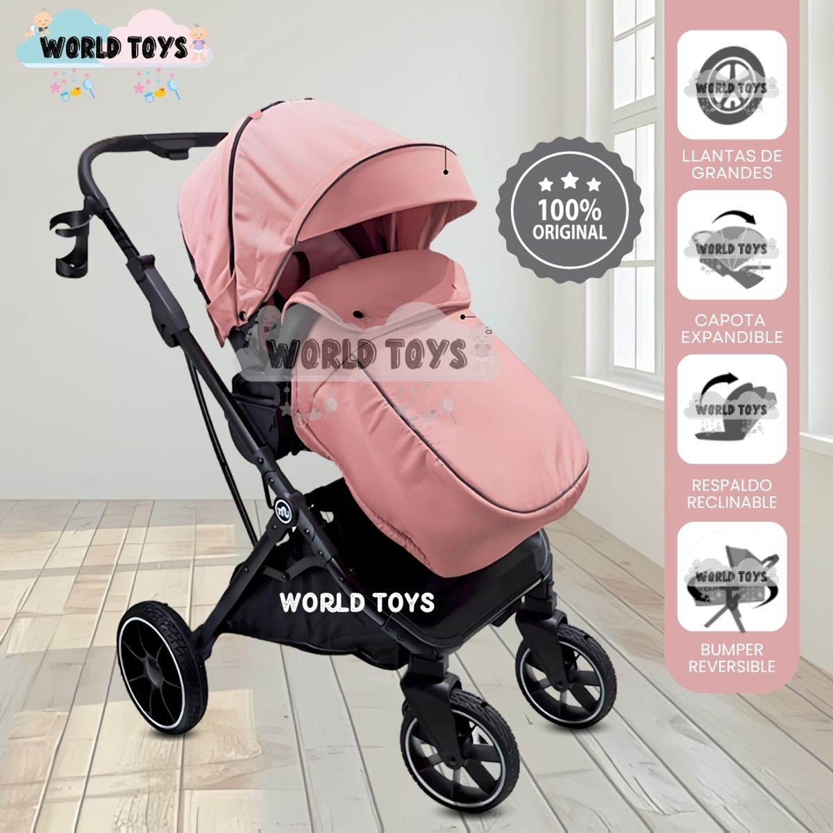 EBABY - Coche Cuna Moisés de Lujo «OSLO» Pink