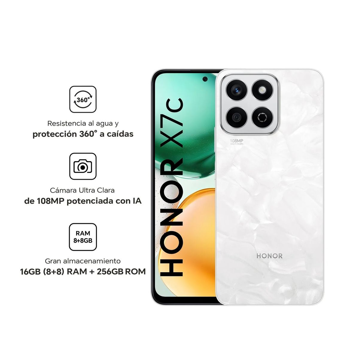 HONOR - HONOR X7C MOONLIGHT WHITE 8RAM 256GB - REGISTRADO