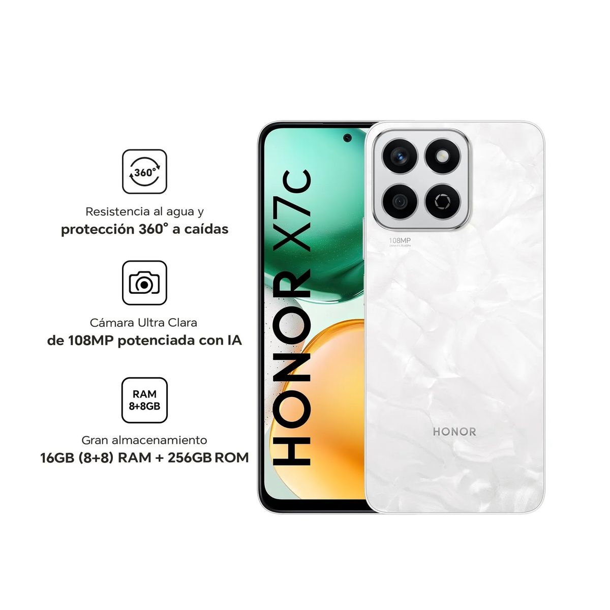 HONOR - HONOR X7C MOONLIGHT WHITE 8RAM 256GB - REGISTRADO