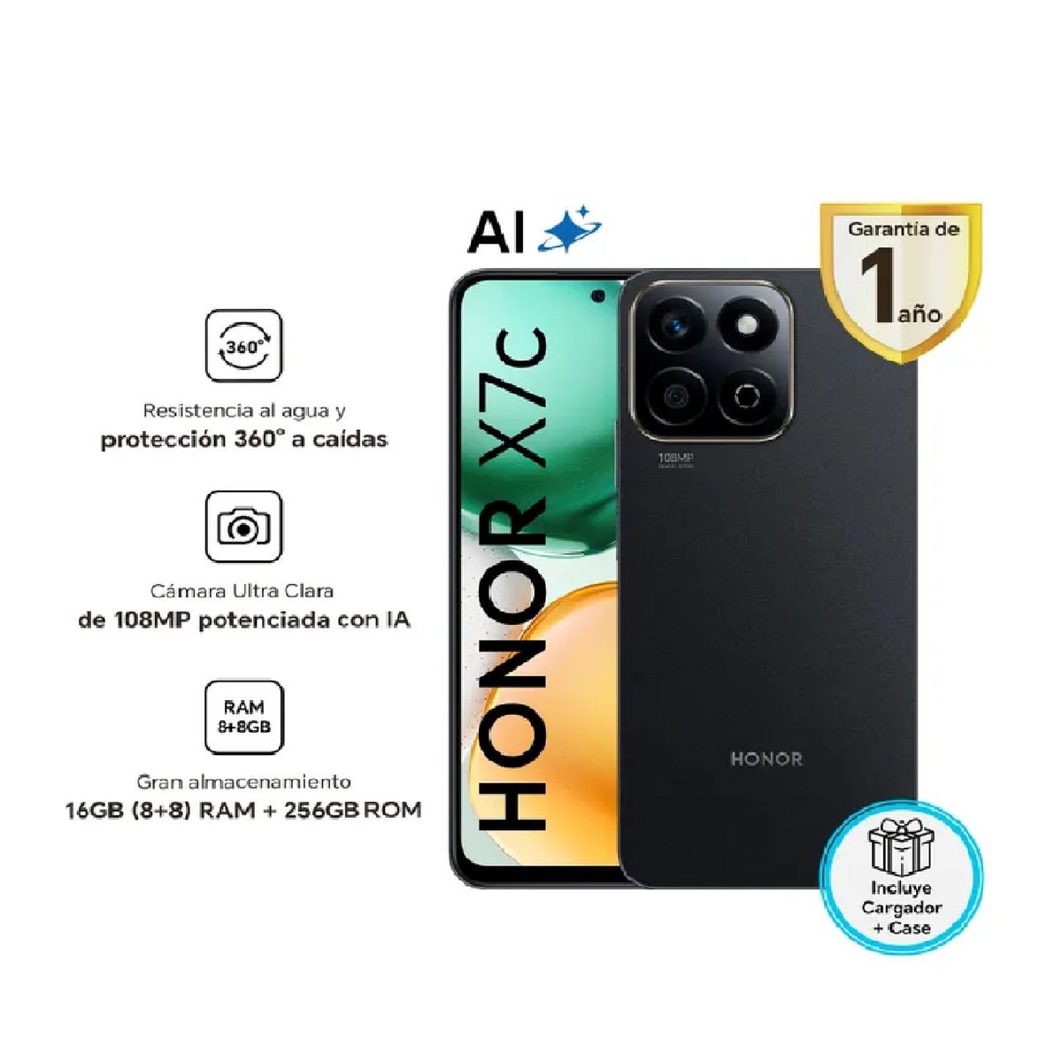HONOR - HONOR X7C MIDNIGHT BLACK 8RAM 256GB - REGISTRADO