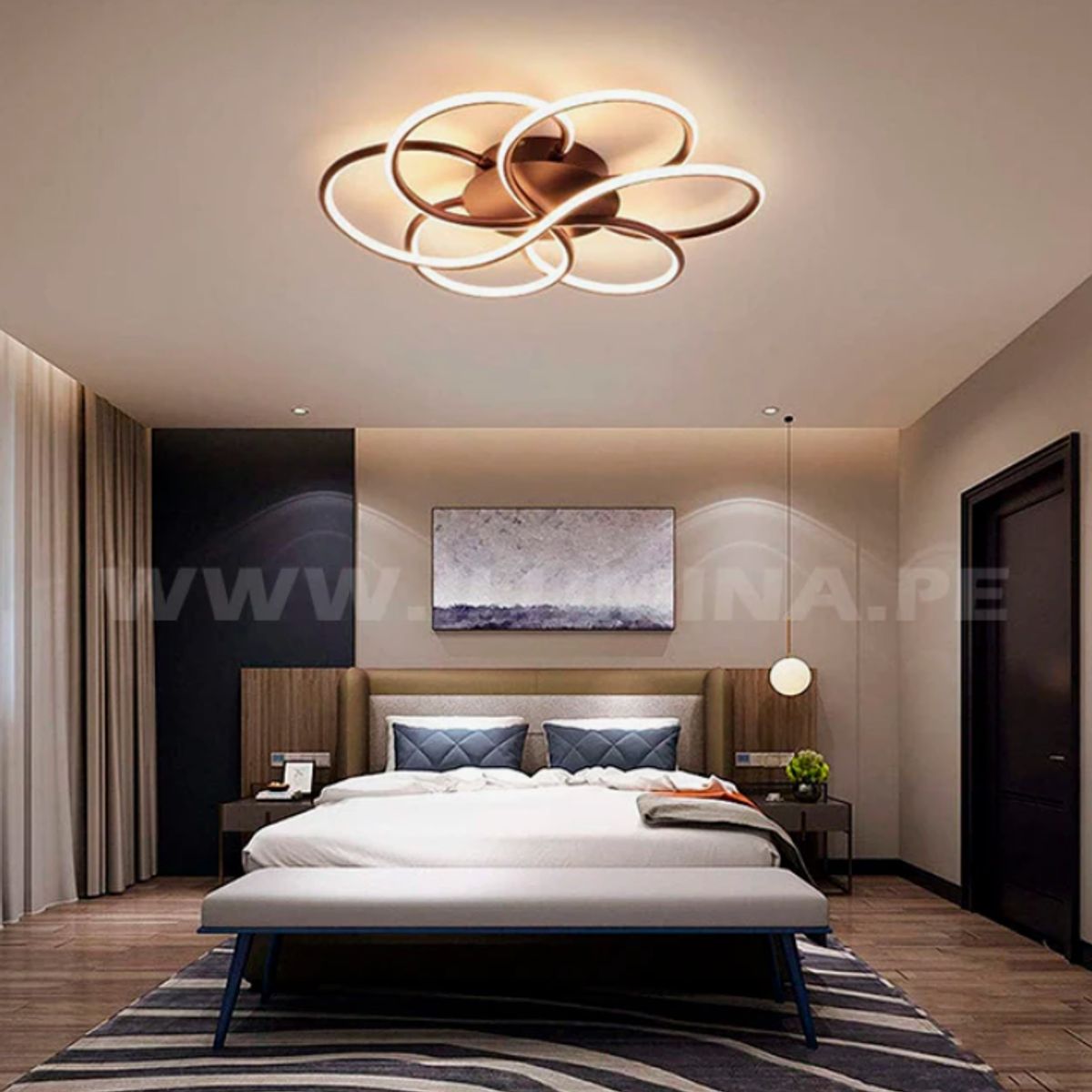 GENERICO - Lámpara de Techo 65W Led 3 en 1 Coffee