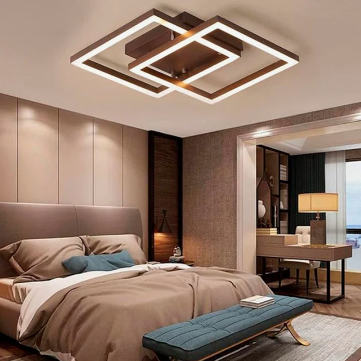 GENERICO - Lámpara de Techo 56W Led 3 en 1 Coffee