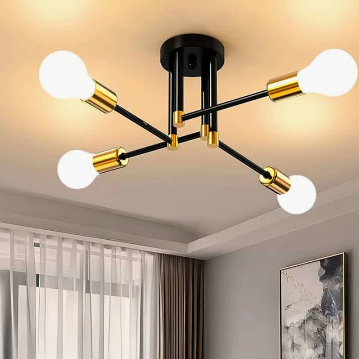 GENERICO - Lámpara de Techo 30W Led 3 en 1 Black and Gold