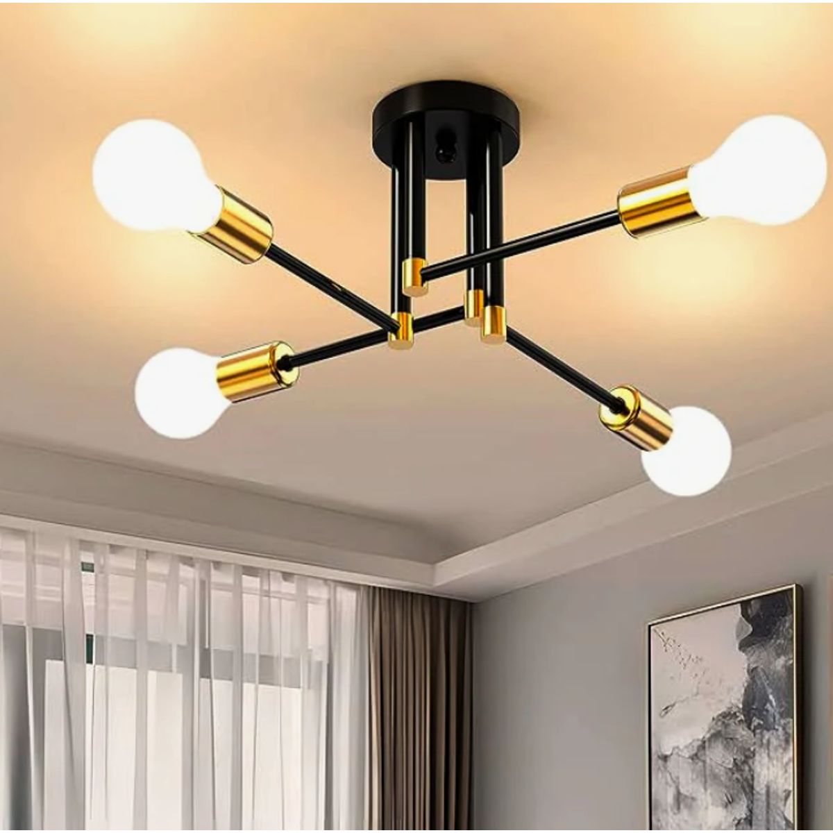 GENERICO - Lámpara de Techo 30W Led 3 en 1 Black and Gold