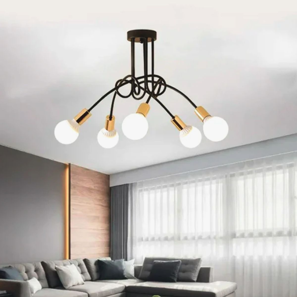 GENERICO - Lámpara de Techo 30W Led Black and Gold