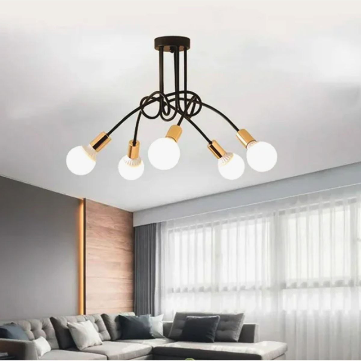 GENERICO - Lámpara de Techo 30W Led Black and Gold