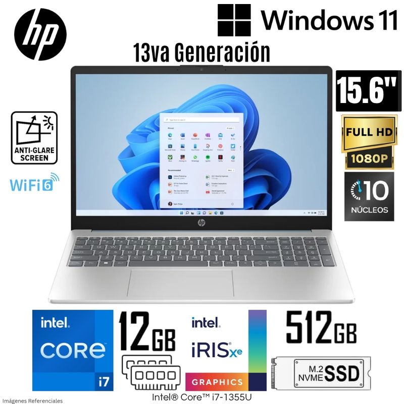 HP - Laptop HP 15-FD0006LA Intel Core i7-1355U 12GB RAM 512GB SSD 15.6" FHD - Win 11