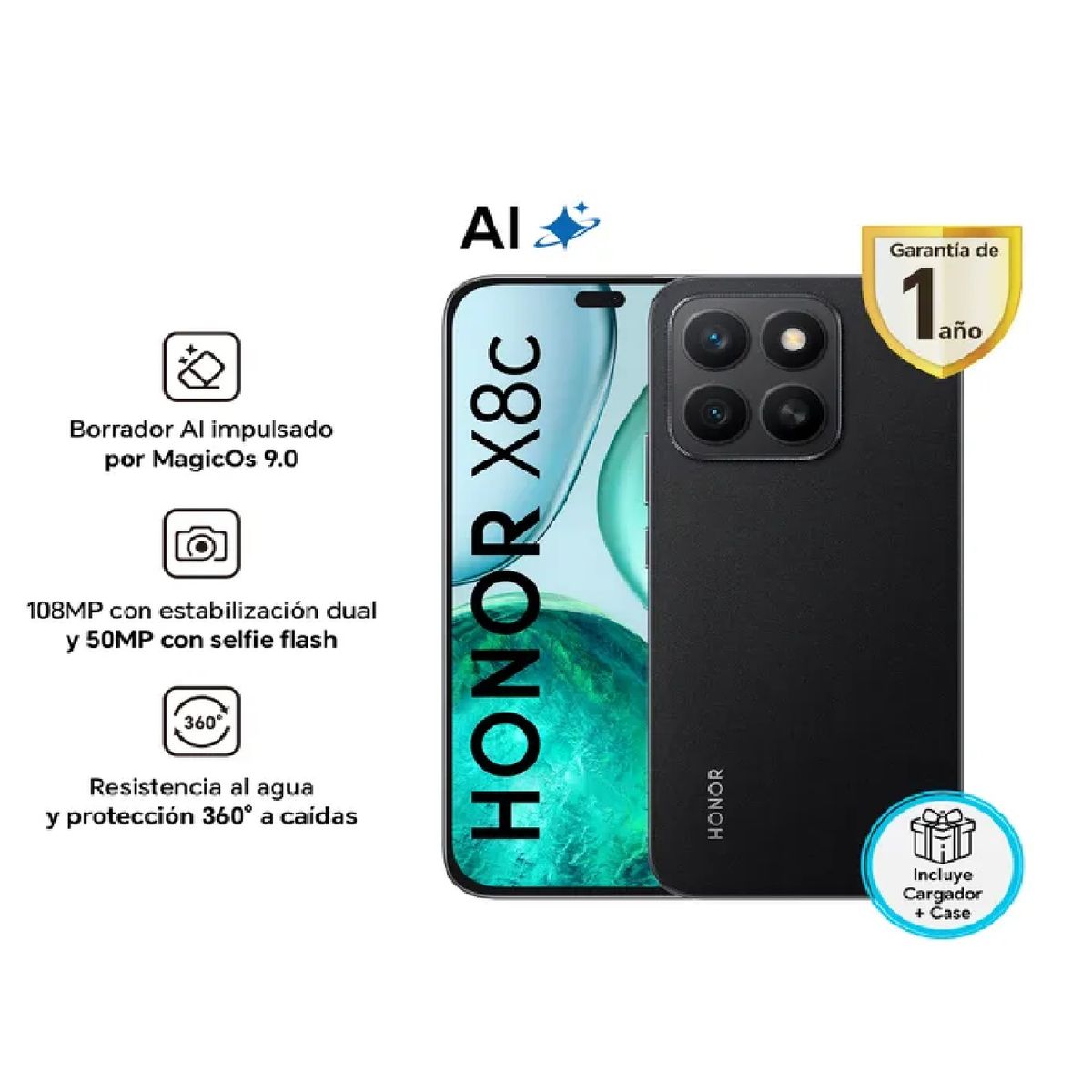 HONOR - HONOR X8C MIDNIGHT BLACK 8GB RAM 256GB - REGISTRADO