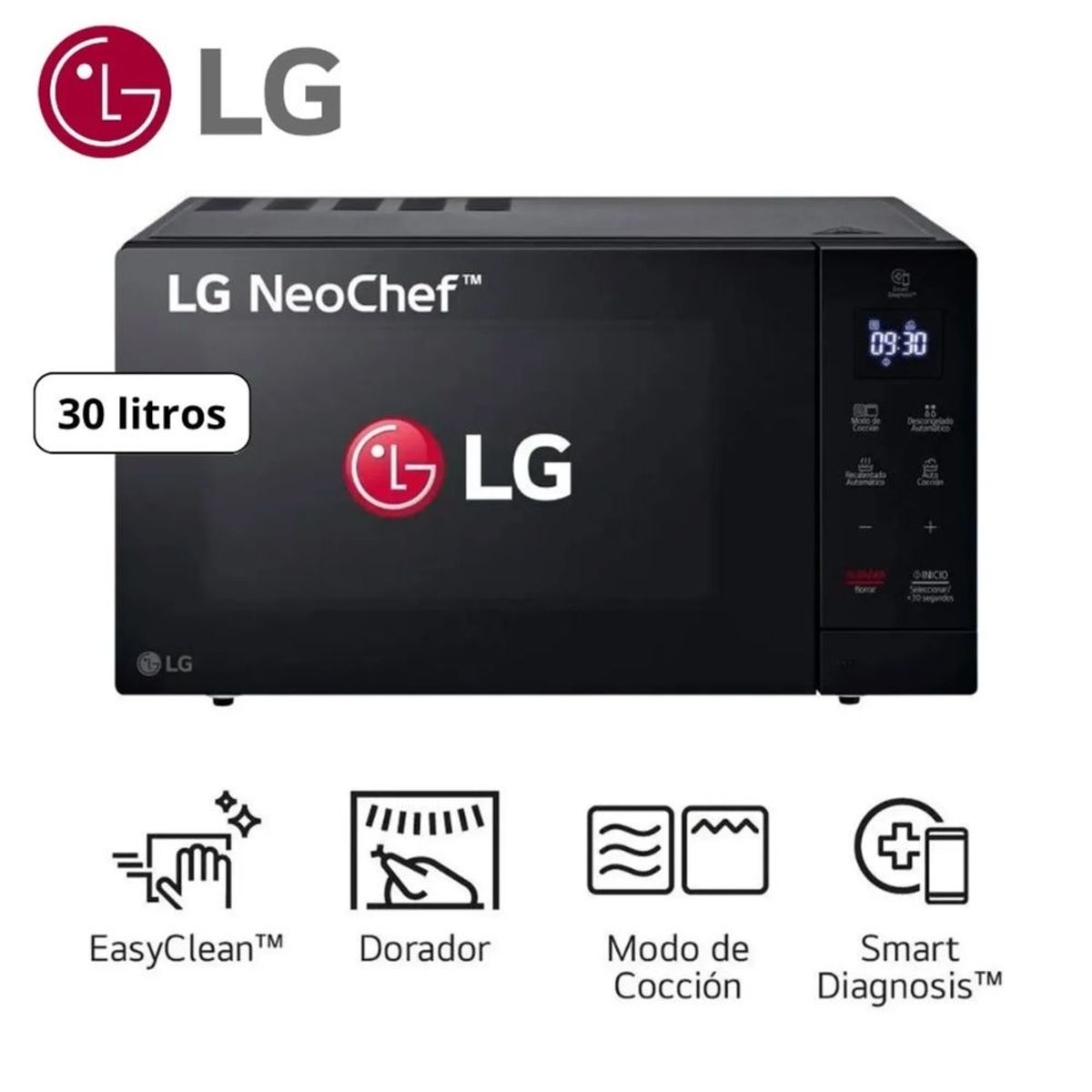 LG - Horno Microondas LG Easy Clean 30 Litros MH7032JAS - Negro