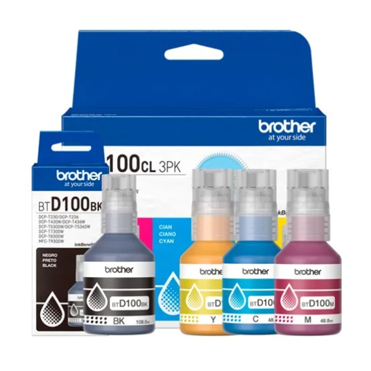 BROTHER - Kit De Tintas Brother Btd100cl 3pk + Btd100bk T530 T730 T930