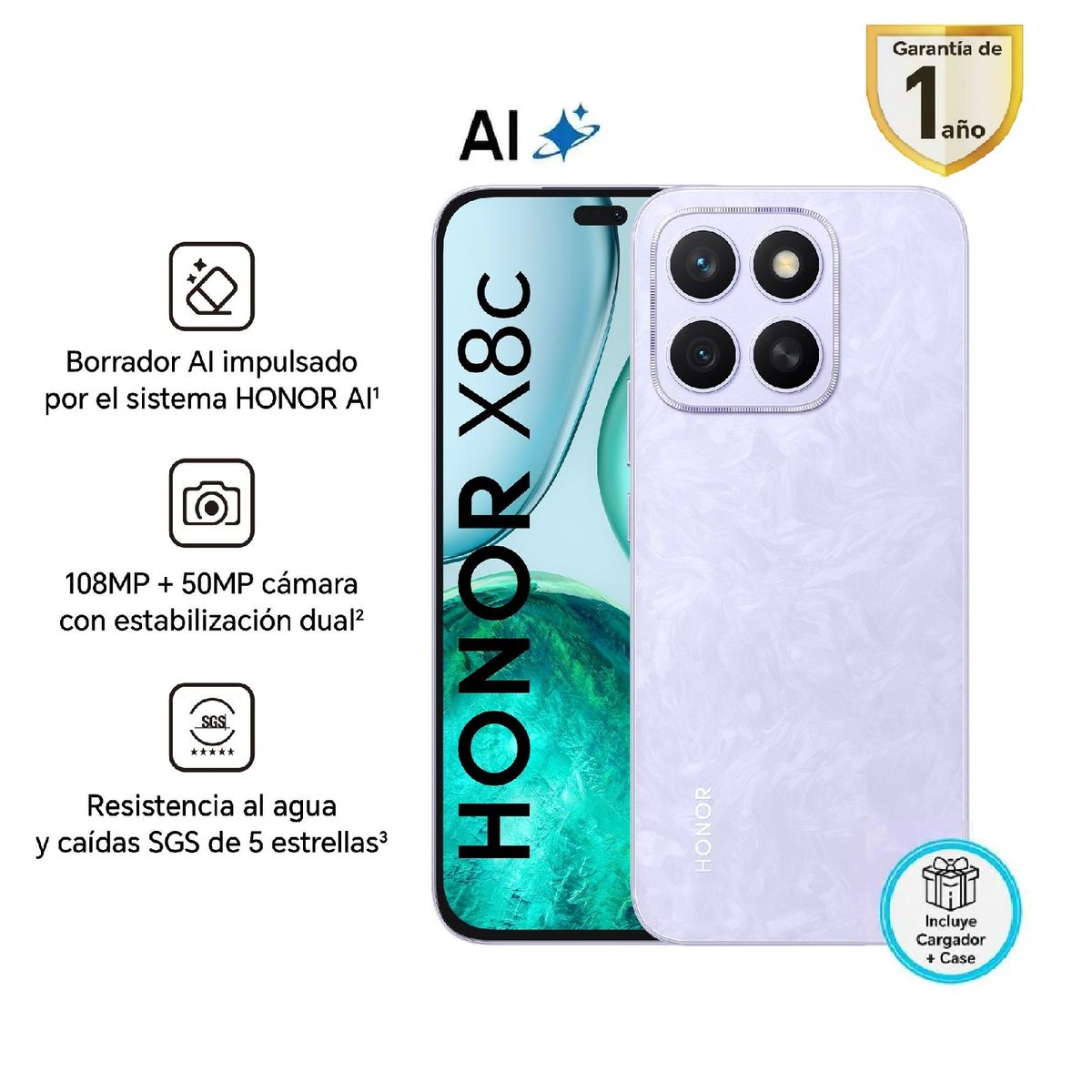 HONOR - HONOR X8C CLOUD PURPLE 8RAM 256GB - REGISTRADO