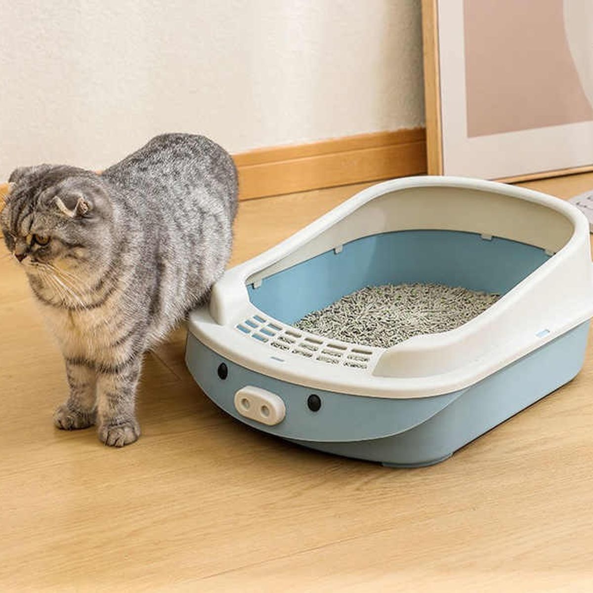 GENERICO - ARENERO SEMICERRADO PARA GATOS AZUL