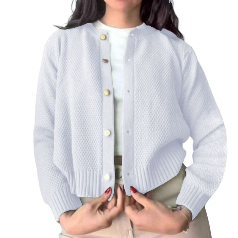 GENERICO - Chompa Mujer Hilo Botones Mlarga Melody 359G-24 Color Blanco