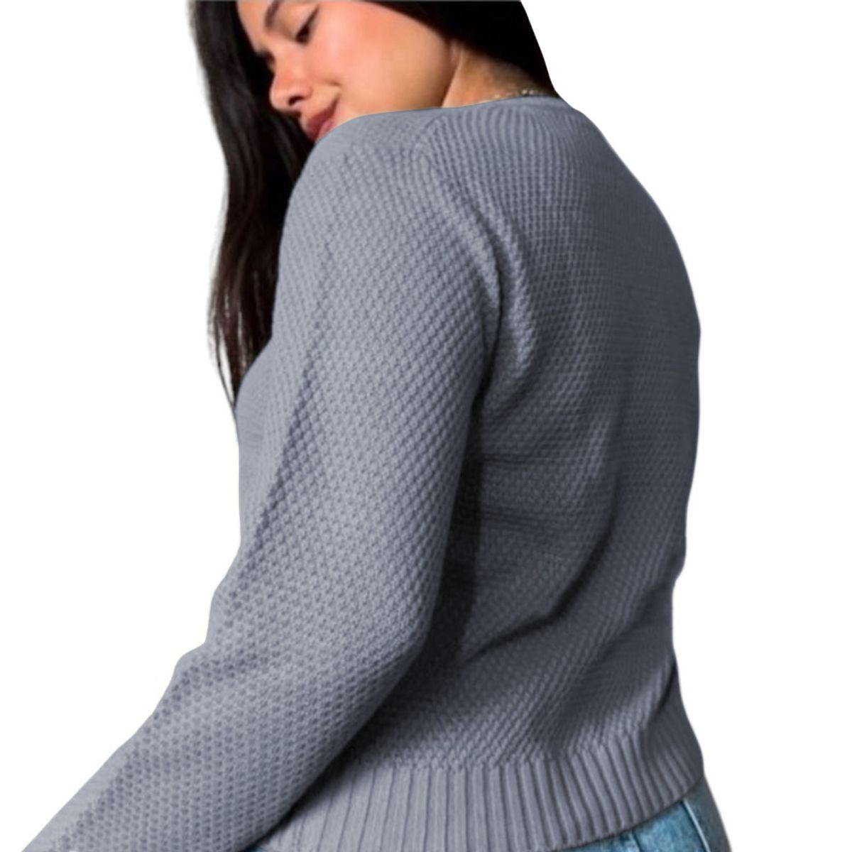 GENERICO - Chompa Mujer Hilo Botones Mlarga Melody 359G-24 Color Gris