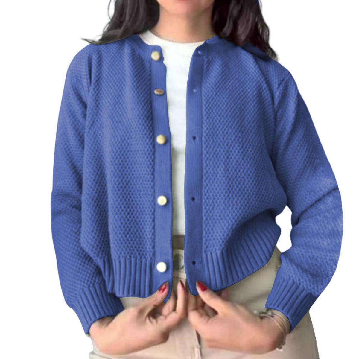 GENERICO - Chompa Mujer Hilo Botones Mlarga Melody 359G-24 Color Morado