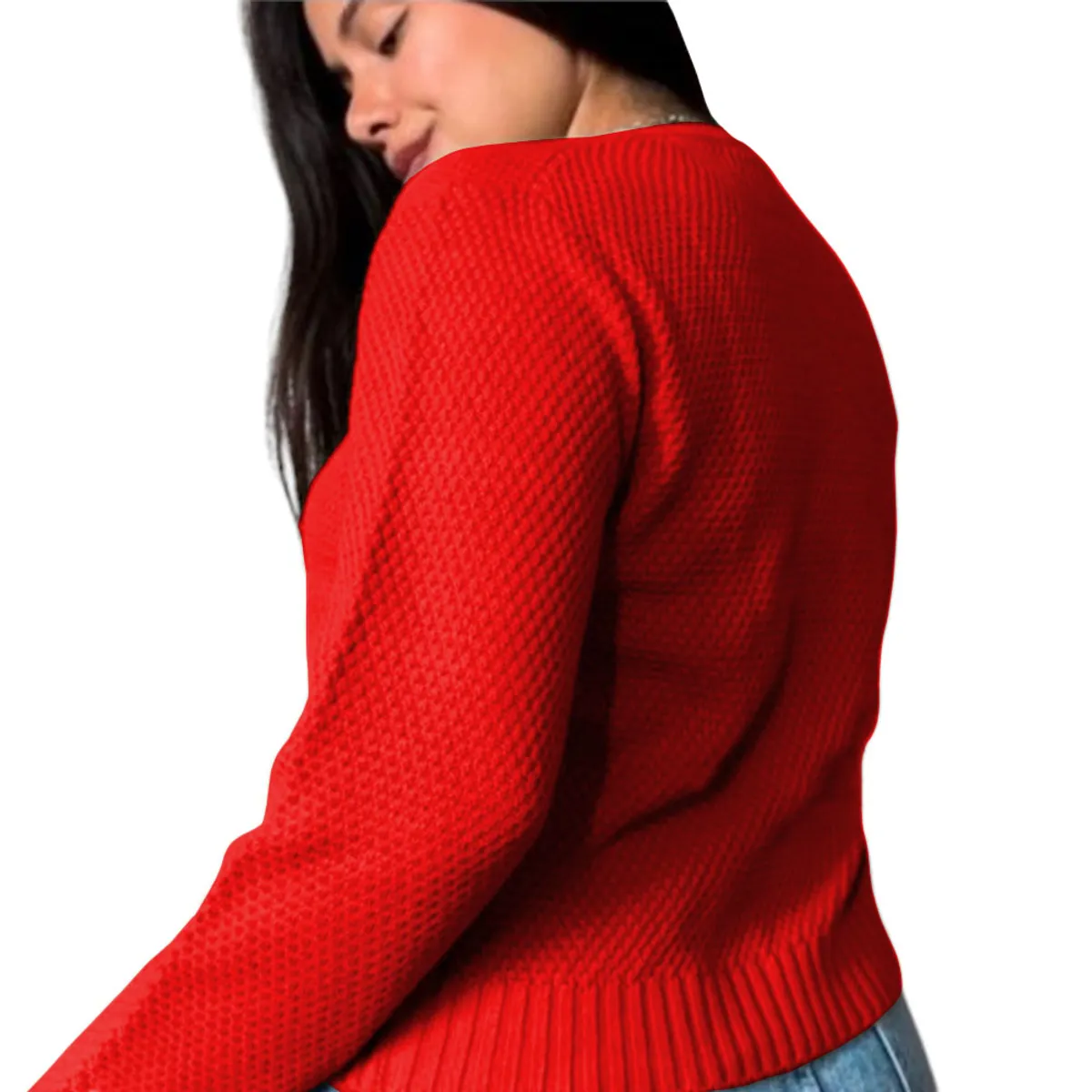 GENERICO - Chompa Mujer Hilo Botones Mlarga Melody 359G-24 Color Rojo