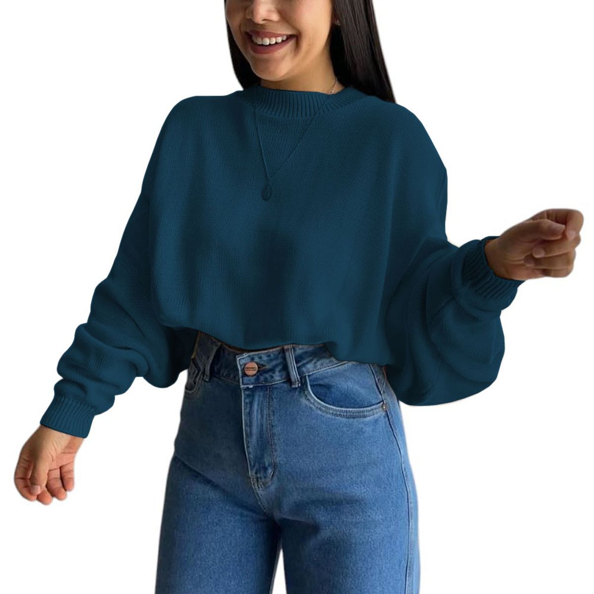 GENERICO - Sueter Mujer Hilo Cerada Mlarga 359G-25 Color Verde