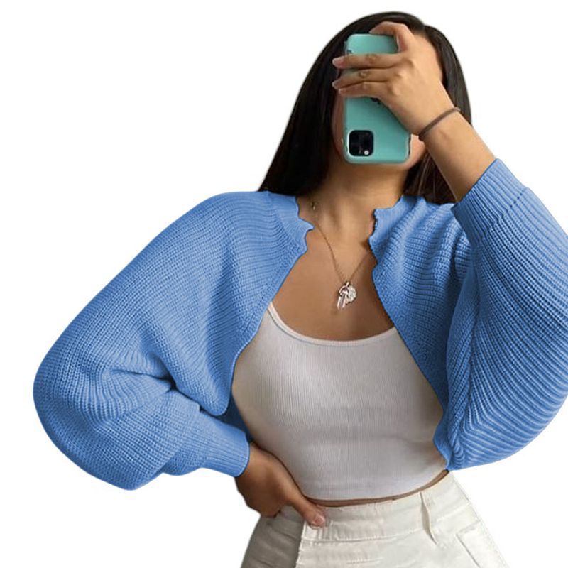 GENERICO - Sueter Mujer Hilo Mlarga Abierto 359G-21 Color Celeste