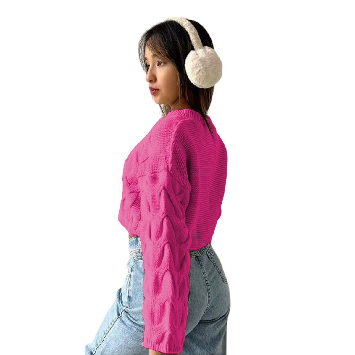 GENERICO - Chompa Mujer Cerrada Hilo Frances 359G-23 Color Fucsia