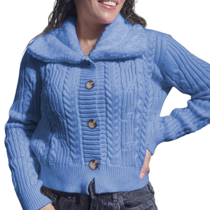 GENERICO - Chompa Mujer Hilo Camisero De Peluche 359G-25 Color Celeste