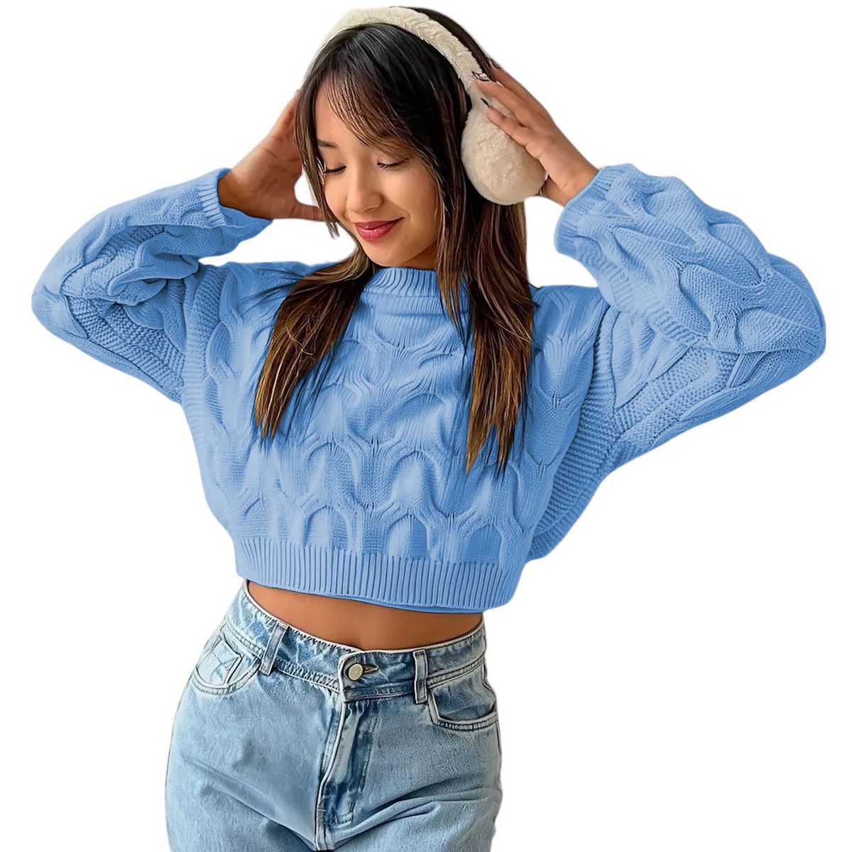 GENERICO - Chompa Mujer Hilo Clasico 359G-23 Color Celeste