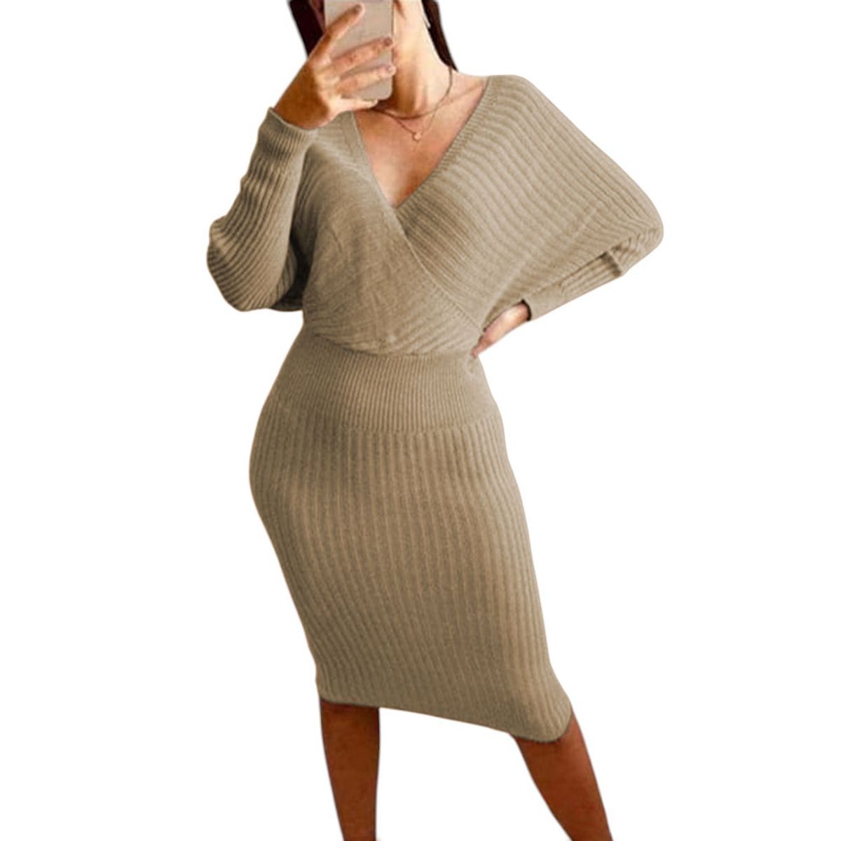 GENERICO - Vestido Mujer Hilo Cruzado Mlarga 359G-27 Color Beige