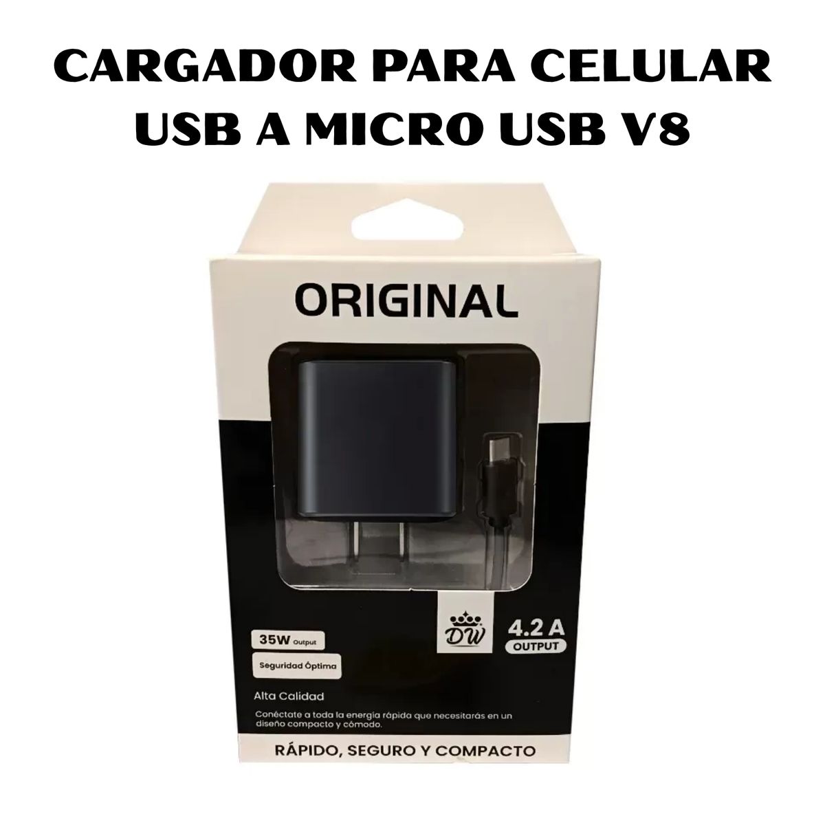GENERICO - CARGADOR PARA CELULAR MARCA ORIGINAL USB A MICRO USB V8 GENERICO