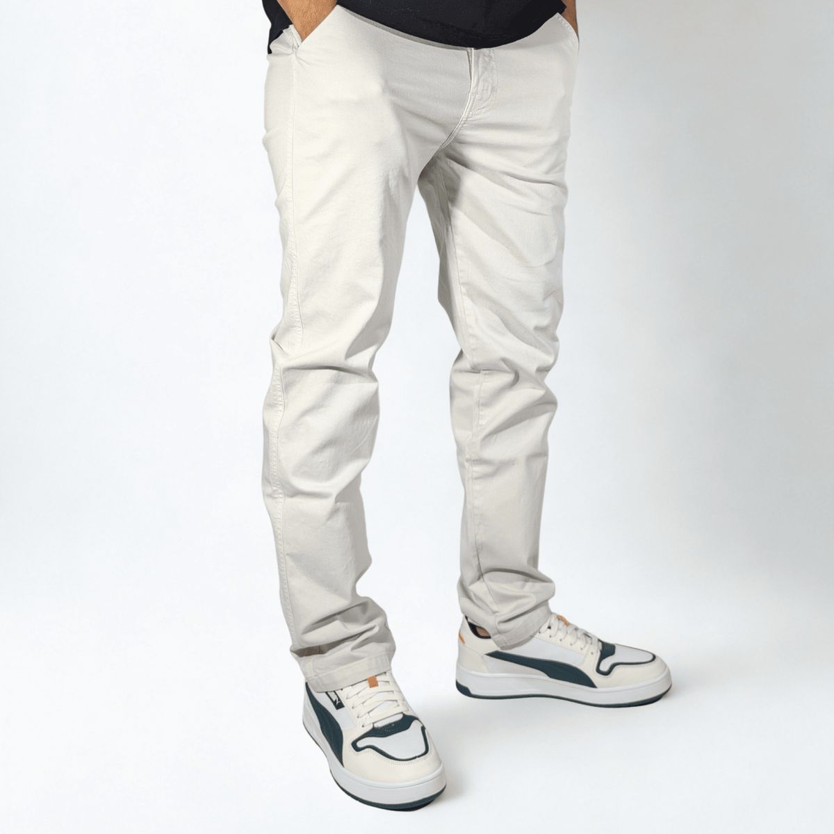 YONISTERS CLOTHING - Pantalón Drill Semipitillo Stretch Yonisters Clothing Blanco Humo