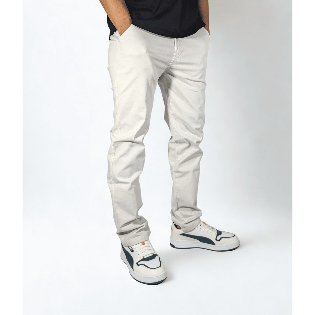YONISTERS CLOTHING - Pantalón Drill Semipitillo Stretch Yonisters Clothing Blanco Humo