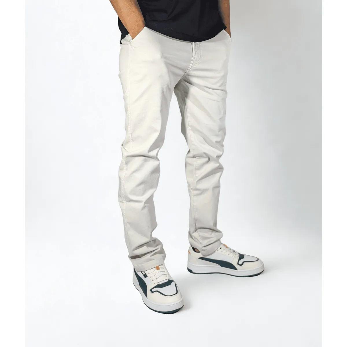 YONISTERS CLOTHING - Pantalón Drill Semipitillo Stretch Yonisters Clothing Blanco Humo