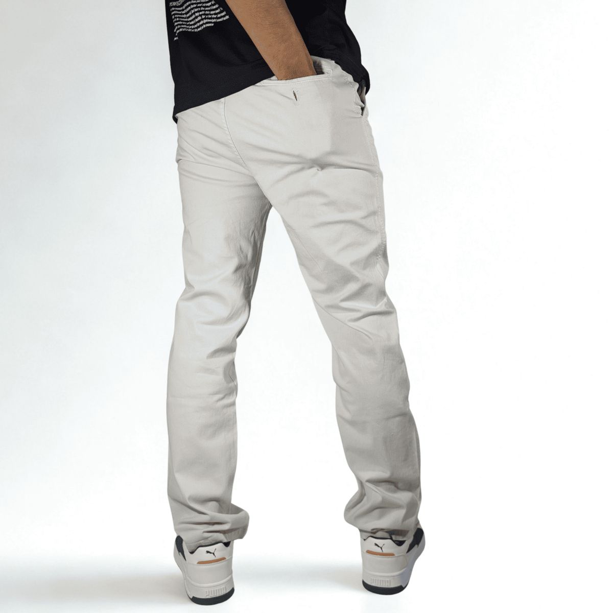 YONISTERS CLOTHING - Pantalón Drill Semipitillo Stretch Yonisters Clothing Blanco Humo