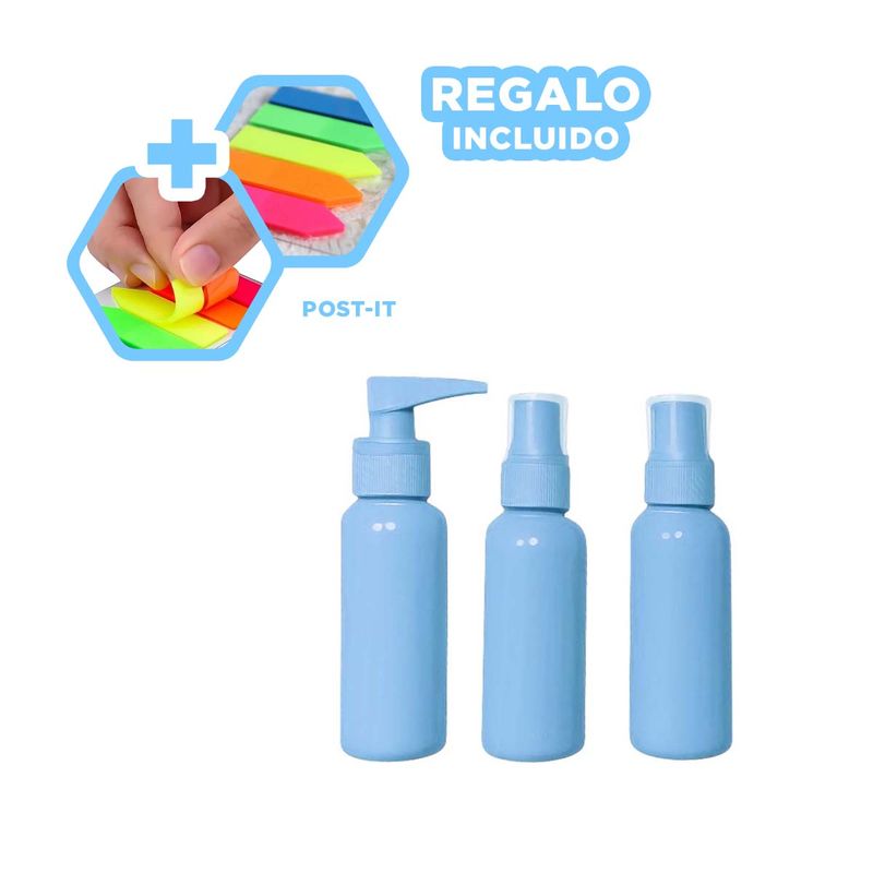 GENERICO - Pack12 Envases de Uso Diario Celeste Y+Banderitas Adhesivas