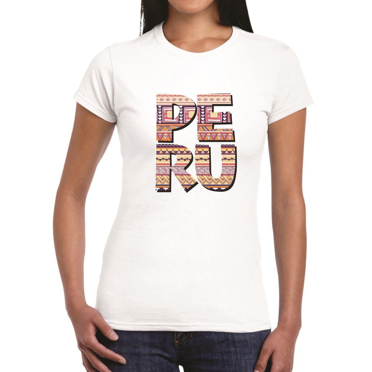 GENERICO - Polo mujer diseño PERÚ - Blanco