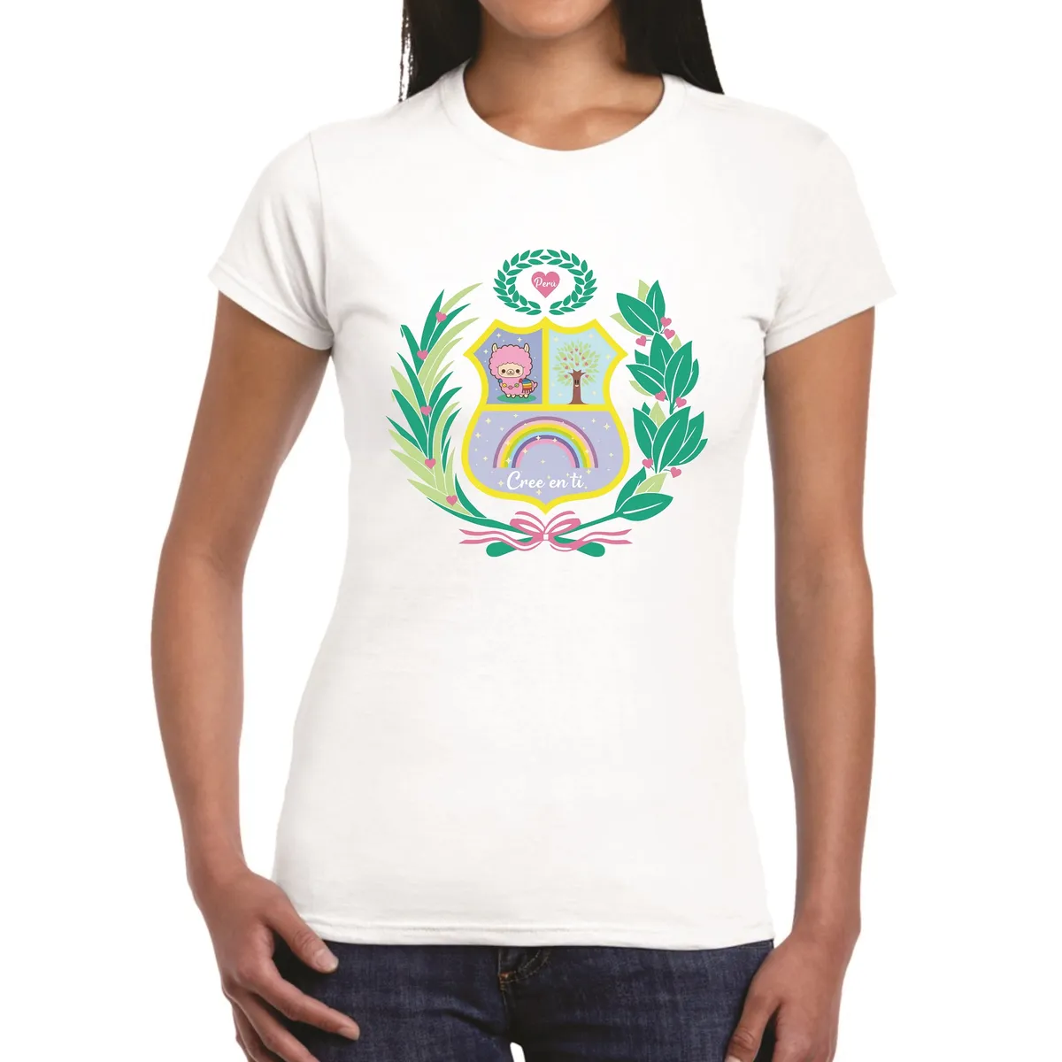 GENERICO - Polo mujer diseño escudo pink - Nathalie Love It - Blanco