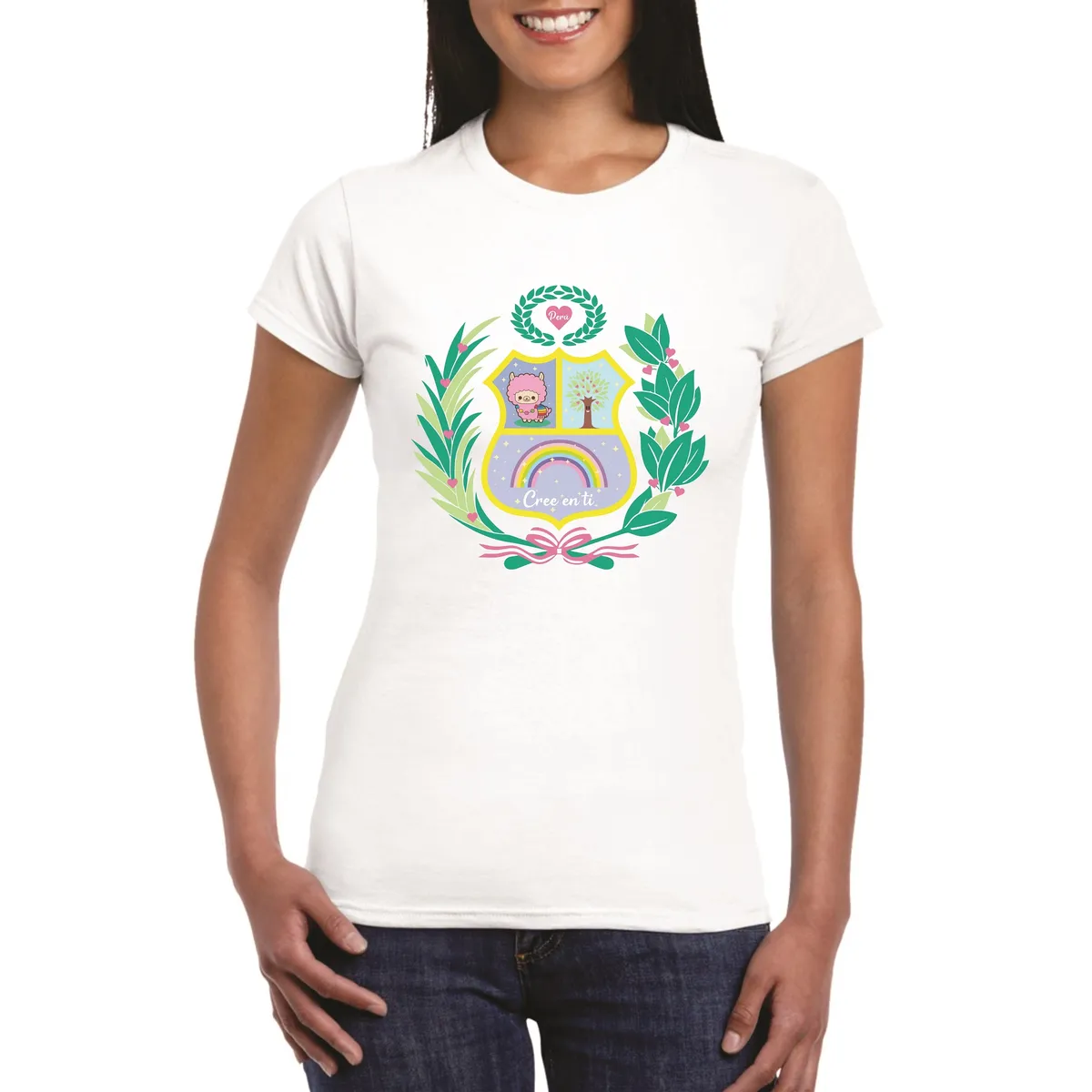 GENERICO - Polo mujer diseño escudo pink - Nathalie Love It - Blanco