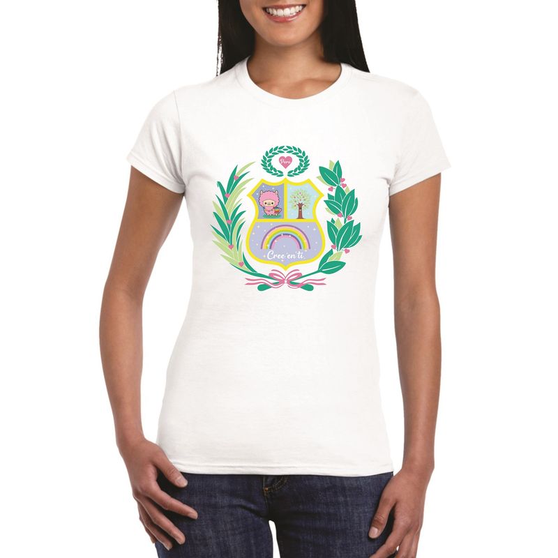 GENERICO - Polo mujer diseño escudo pink - Nathalie Love It - Blanco