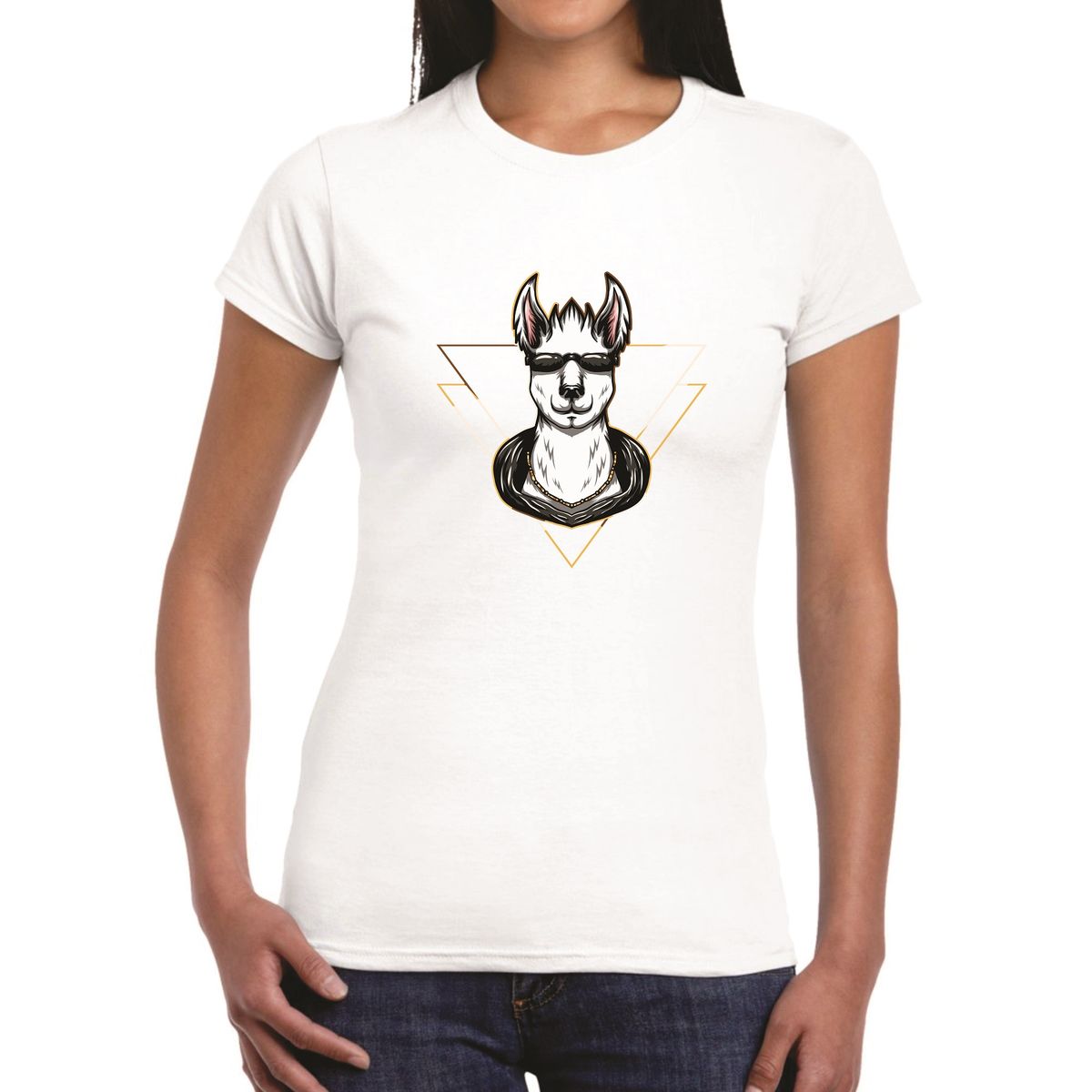 GENERICO - Polo mujer diseño LLAMA elegante - Blanco