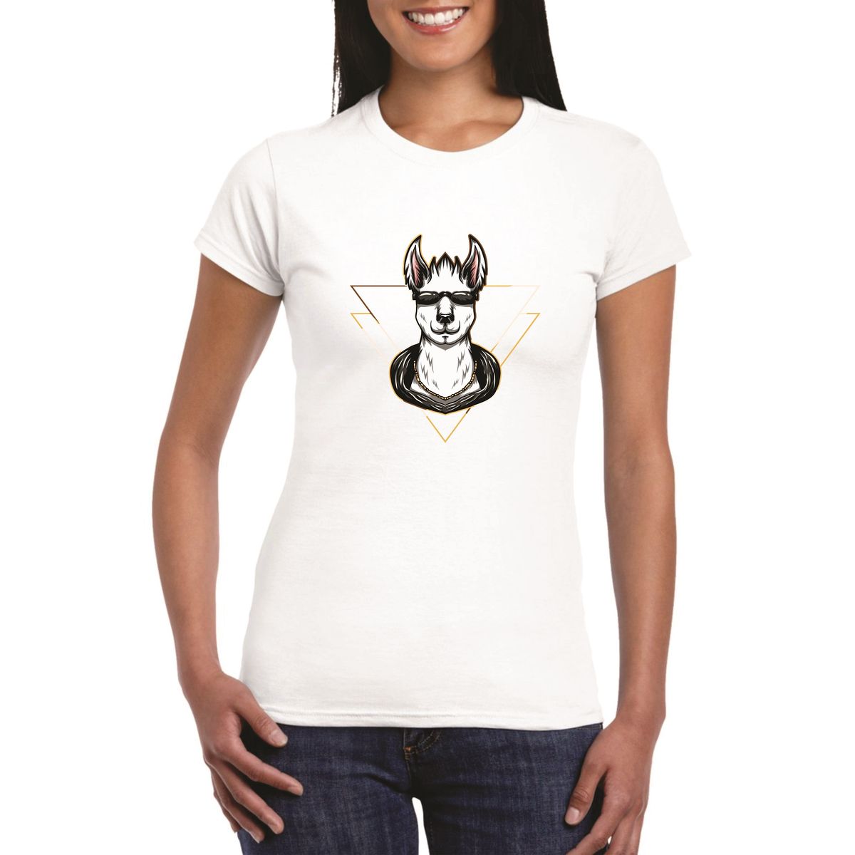 GENERICO - Polo mujer diseño LLAMA elegante - Blanco