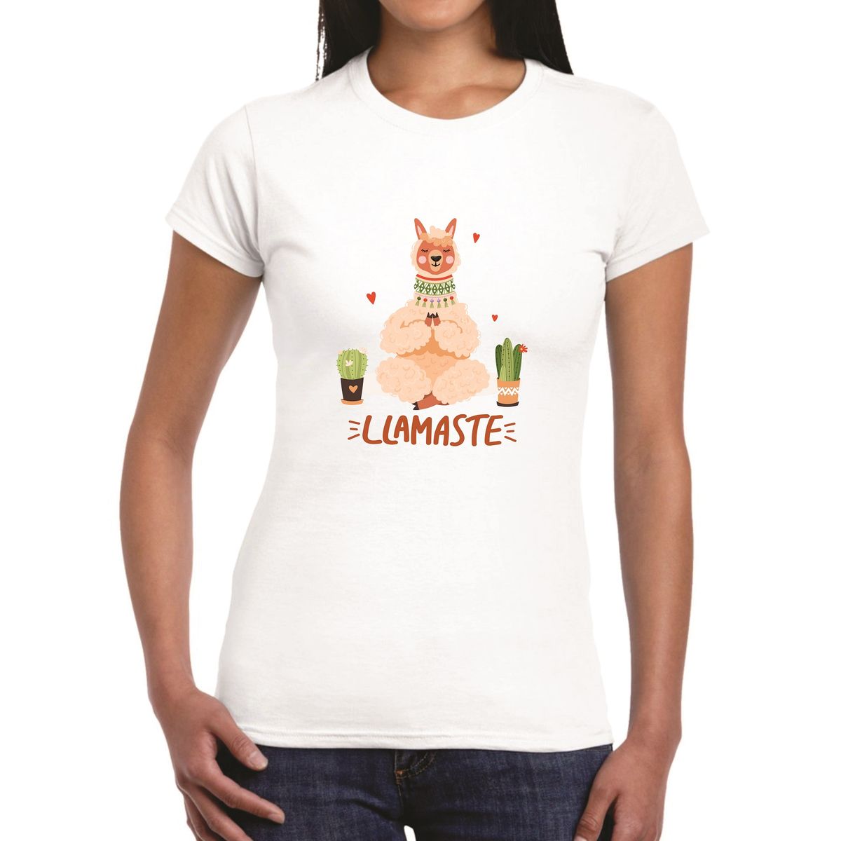 GENERICO - Polo mujer diseño Llama llamaste - Blanco