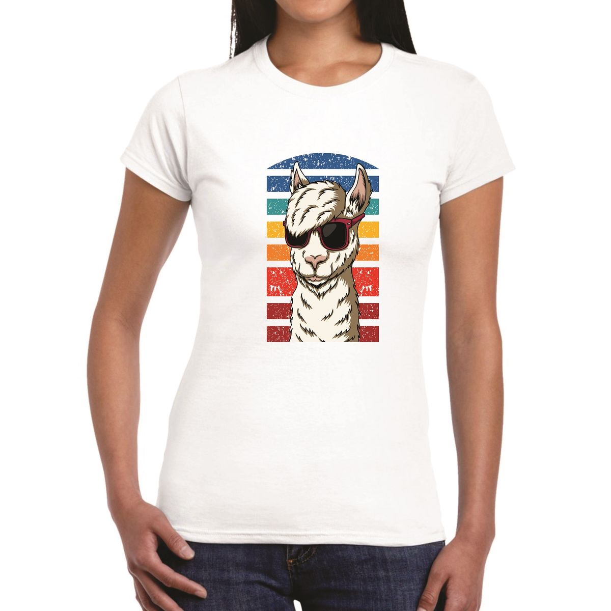 GENERICO - Polo mujer diseño Llama - Blanco