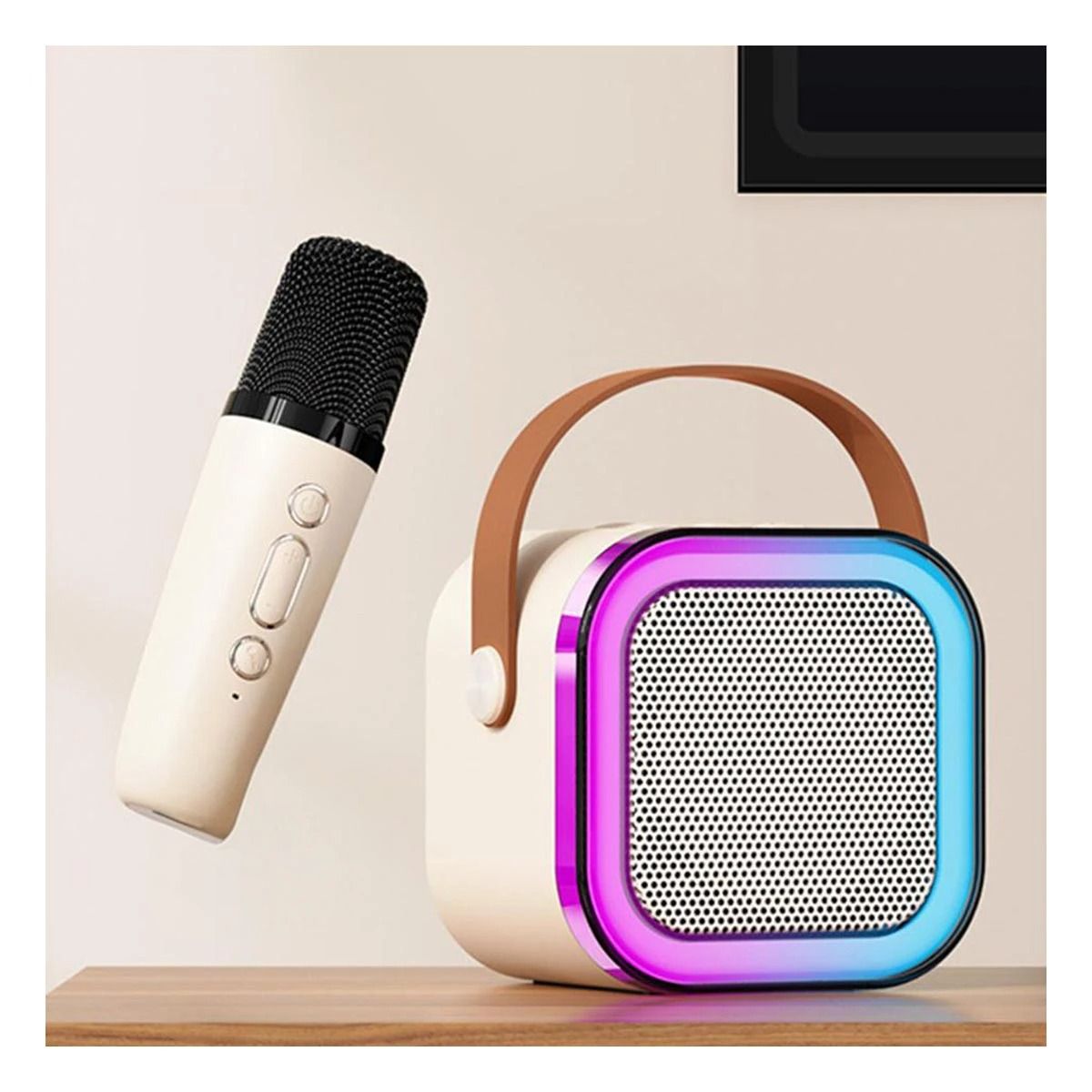 RYBIU IMPORT - Pack2 Parlante con Microfono Inalambrico K12 en Tono Beige