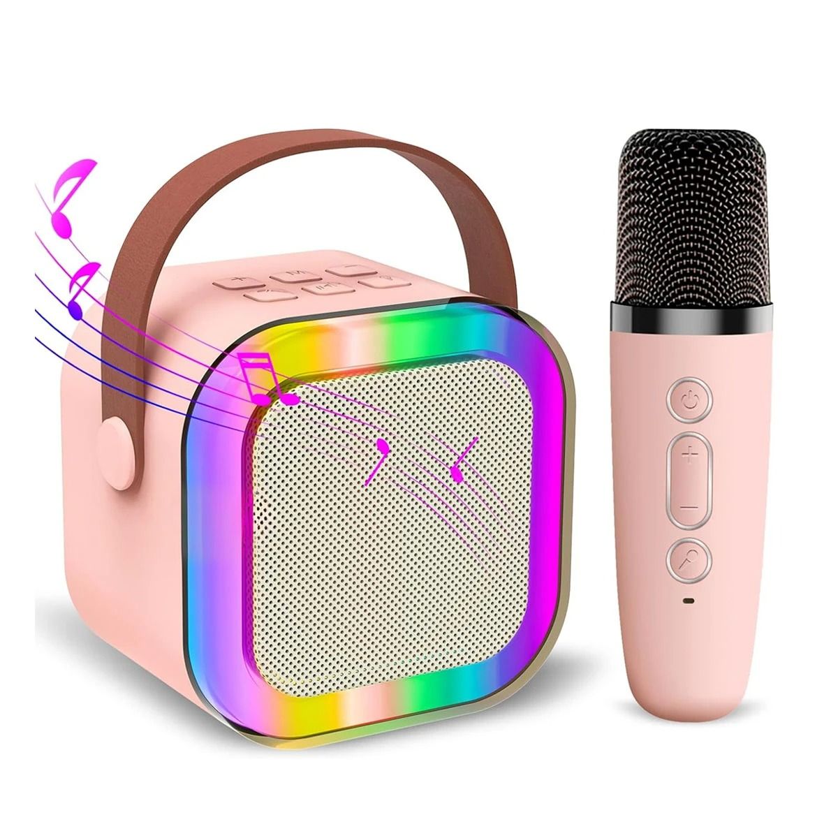 RYBIU IMPORT - Parlante de Buen Sonido con Micro Rosado Y+Regalo Stickers