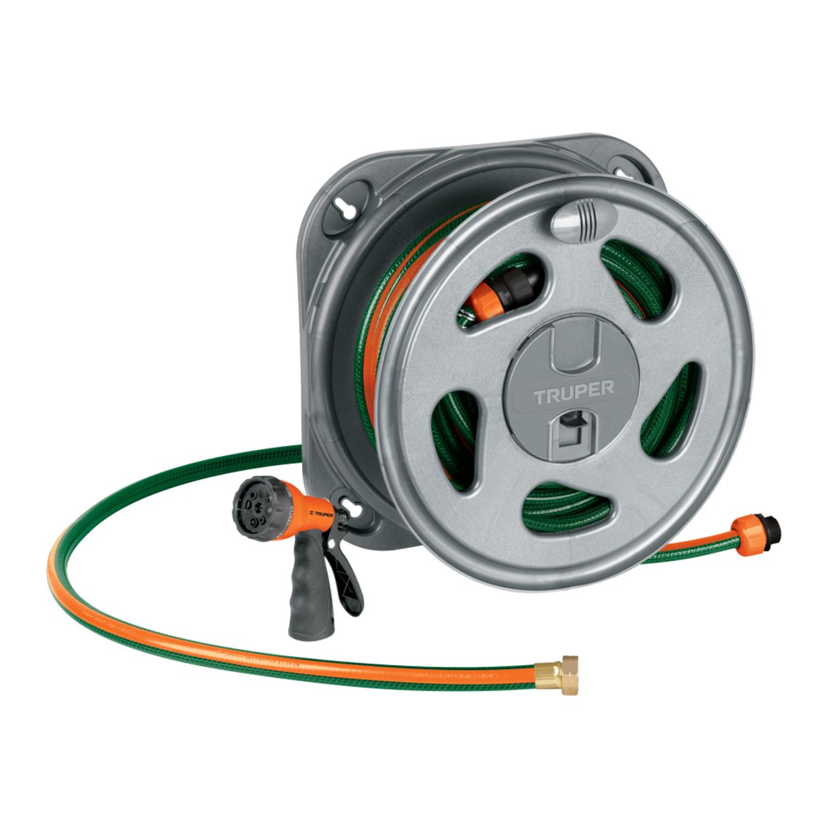 TRUPER - Portamanguera + Manguera de 20 metros y Pistola de Riego