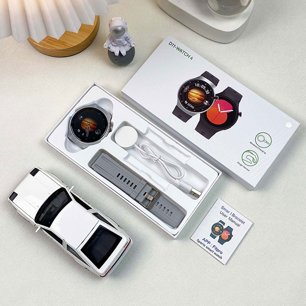 GENERICO - Smartwatch Deportivo D11 Watch 4 Pantalla redonda HD - Gris