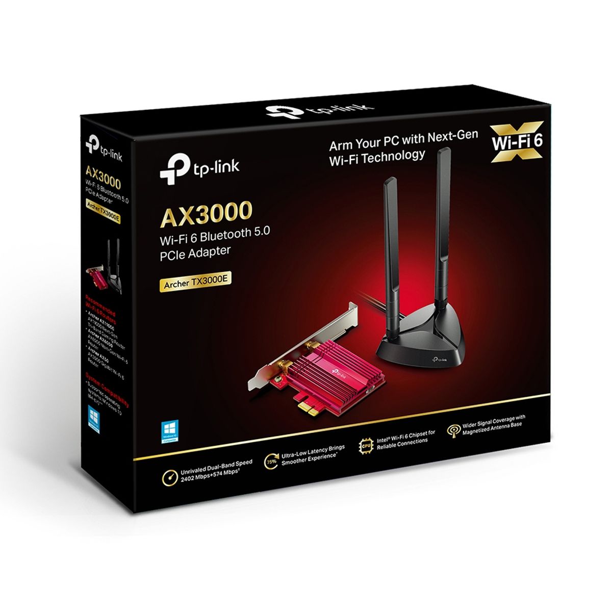 TP LINK - Tarjeta PCIe AX3000 Wi-Fi 6 Bluetooth 5.3 - Archer TX3000E