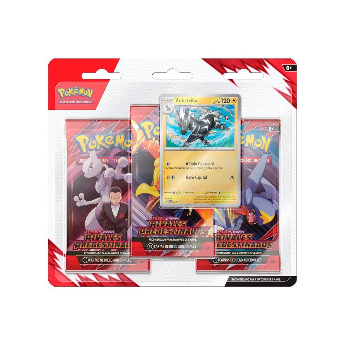 POKEMON - Pokemon TCG Destined Rivals 3 Pack Zebstrika Español