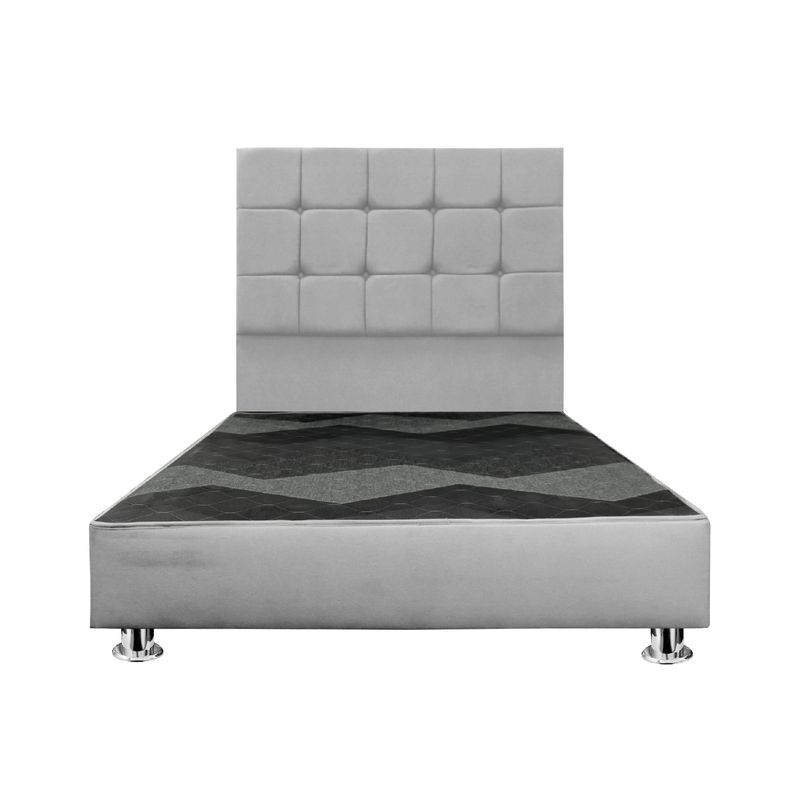 MUEBLES MACRUMO - Cama tapizada Deco Atenas - 2 Plz - Color Gris claro