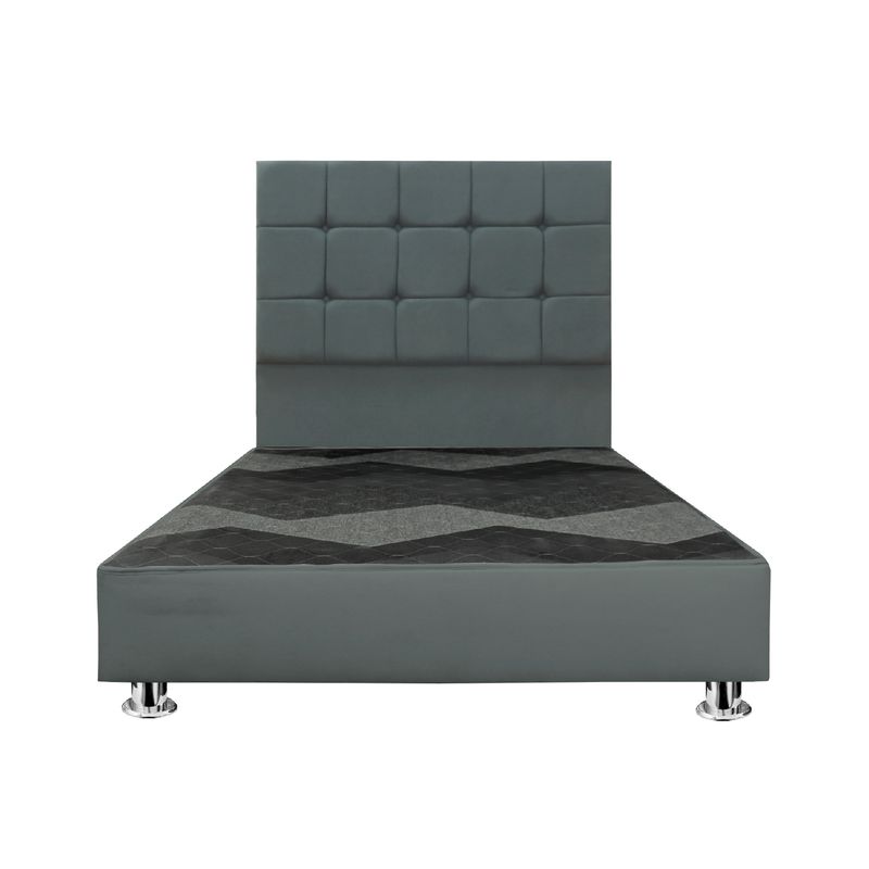 MUEBLES MACRUMO - Cama tapizada Deco Atenas - 2 Plz - Color Gris oscuro